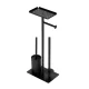 Modernhome Bathroom Stand with Toilet Paper Holder and Brush, Black