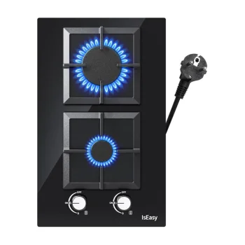 IsEasy MGBG-312S2C Built-in Gas Hob (Glass, 2 Burners)