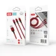 XO NB173 3-in-1 USB Cable - Lightning + USB-C + microUSB 1.2m 2.4A Red