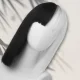 Short Black and White Wig with Bangs for Parties