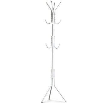 ModernHome Standing Coat Rack with 11 Hooks for Clothes, Metal, white