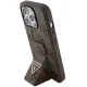 Guess iPhone 15 Pro Case Grip Stand 4G Triangle Strass, Brown