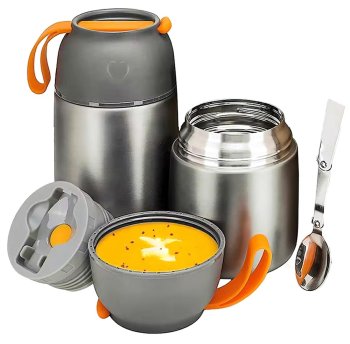 Food Thermos with Folding Spoon, 650 ml