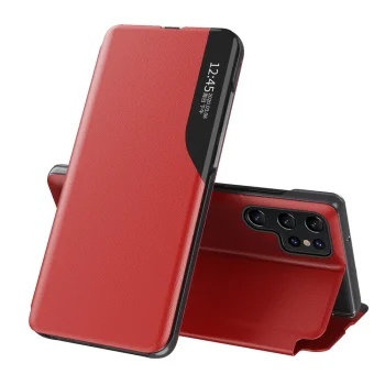 Hurtel Eco Leather View Flip Case for Samsung Galaxy S25 Ultra, Red