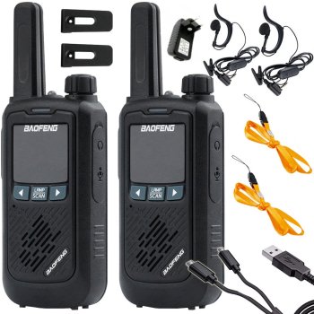 Baofeng BF-T17 PMR walkie talkie set with flashlight, 2 pcs, black