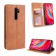 Xiaomi Redmi Note 8 Pro Vintage Style Magnetic Leather Wallet Case Cover, Brown