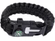 5-in-1 Survival Bracelet with Compass, Flint and Whistle, Black