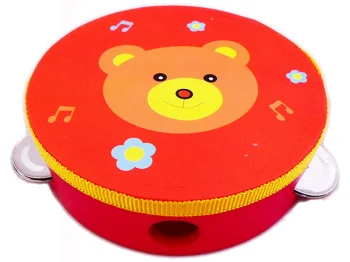 Bakalu Wooden Tambourine with Bear Design KZ0025B