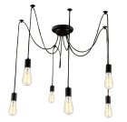 Ceiling chandelier with 6 E27 light sockets, black