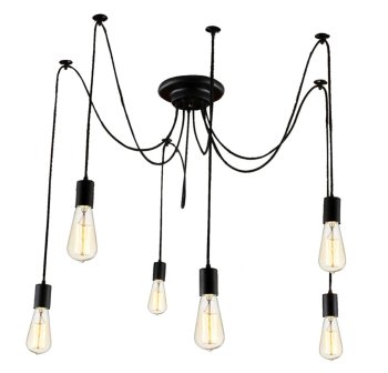 Ceiling chandelier with 6 E27 light sockets, black