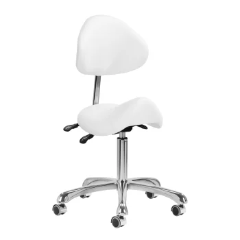 Giovanni 1004 Beauty Salon Stool White with Silver Base