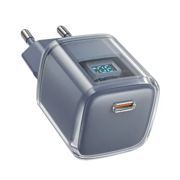 Acefast A53 PD 30W GaN USB-C Charger with Display - Gray