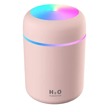 Compact Ultrasonic Air Humidifier with LED, 300ml, Pink