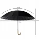 Malatec Large Umbrella with Wooden Handle, 24 Ribs, Black