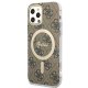 Apple iPhone 12 / 12 Pro 6.1\'\' Guess 4G Print MagSafe Case Cover (GUBPP12MH4EACSW) + Charger, Brown