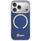Guess IML Script Metal MagSafe Phone Case Cover iPhone 17 Pro - Blue
