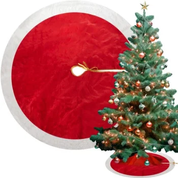 Ruhhy Christmas Tree Skirt 90 cm, Red/White
