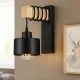 Wooden Wall Sconce Loft Industrial E27 Lamp, Black