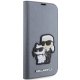Karl Lagerfeld iPhone 14 Pro Wallet Case Saffiano Karl & Choupette, Silver