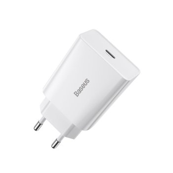 Baseus Speed Mini USB-C Fast Wall Charger 20W, White