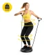 4FIZJO Rotating Waist Twister Disc with Resistance Cords, Grey/Black