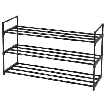 3-Tier Metal Shoe Rack for Entryway, Black