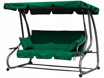 MultiGarden 3-seater 2-in-1 garden swing with cushions, green