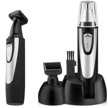 2-in-1 Nose and Ear Trimmer / Beard Styler, Silver/Black