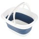 Collapsible Silicone Laundry Basket 32L, White/Blue