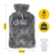 4FIZJO Rubber Hot Water Bottle with Plush Cover, 2L, Grey