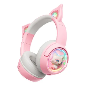 Onikuma B5 Wireless Gaming Headset with Cat Ears, Pink