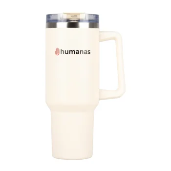 Termopuodelis Humanas Viva 1200 ml su šiaudeliu, smėlio spalvos