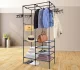 Double Freestanding Clothes Rack with Shelves, 162x36x174 cm