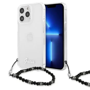 Guess Pearl Transparent Hard Case for iPhone 13 Pro / 13 with Pearl Charm