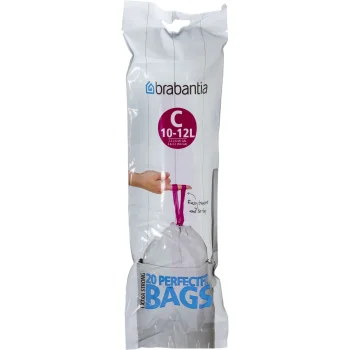 Brabantia PerfectFit Type C bin liners, 10–12 L, 20 bags, white