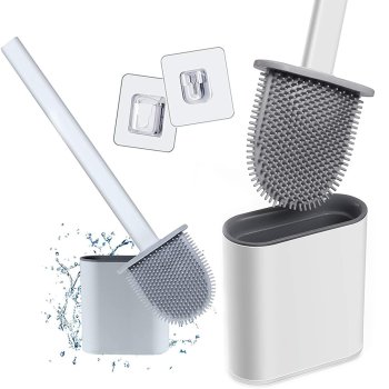 Силиконовая туалетная щётка с держателем, гибкая, для ванной