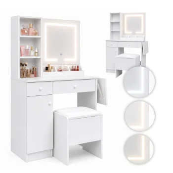 ModernHome Dressing Table with LED Mirror and Stool
