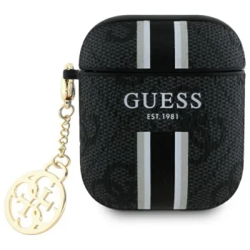 Guess AirPods 1 / 2 Case 4G Printed Stripes Charm, Black