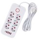 Maclean MCE391 W Power Strip, 6 Sockets, 4x USB, 1x USB-C, 2500W, 3m, White
