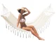 Large Double Garden Hammock with Fringes Boho, 200x150 cm