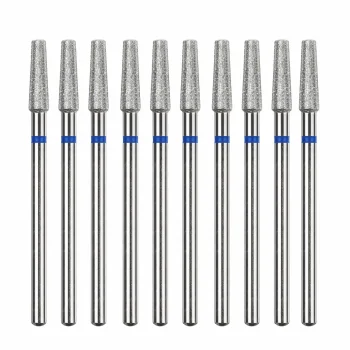 Diamond Manicure Drill Bit Set, 10 pcs (Rounded Cylinder, 1.4 mm, Blue)