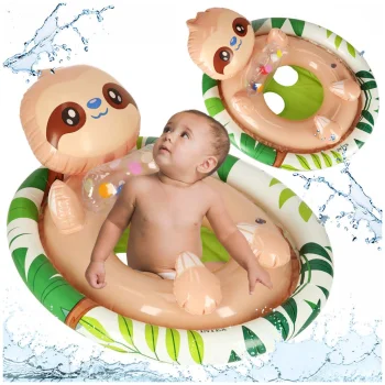 INTEX 59570 Baby Swim Float with Seat Sloth Pool Ring for Toddlers up to 23 kg 3-4 Yrs