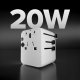 SBS Universal Travel Adapter 2xUSB-C / 1xUSB-A, White