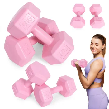 Modernhome HCD-10-PK Hexagonal Dumbbells, 2 x 5 kg, Pink
