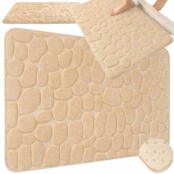 Soft Absorbent Bathroom Mat, 80x50 cm, Beige