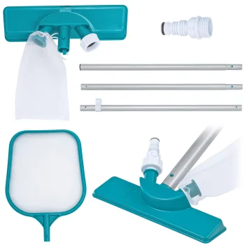 Bestway 58013N Pool Cleaning Kit with Pole (167cm), Vacuum & Skimmer Net