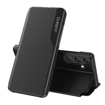 Flip Case for Samsung Galaxy A24 4G with Stand Function Eco Leather View Case, Black
