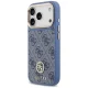 Guess 4G Strass Logo & Big Strap Metal Buttons MagSafe Case for iPhone 17 Pro, Blue