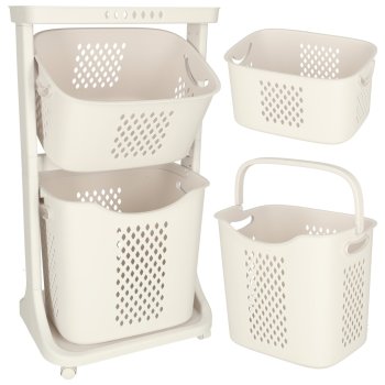 Floor Standing Double Deck Organizer Storage Baskets for Bathroom Kitchen on Wheels