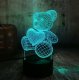3D LED Night Light Bear with Heart, RGB